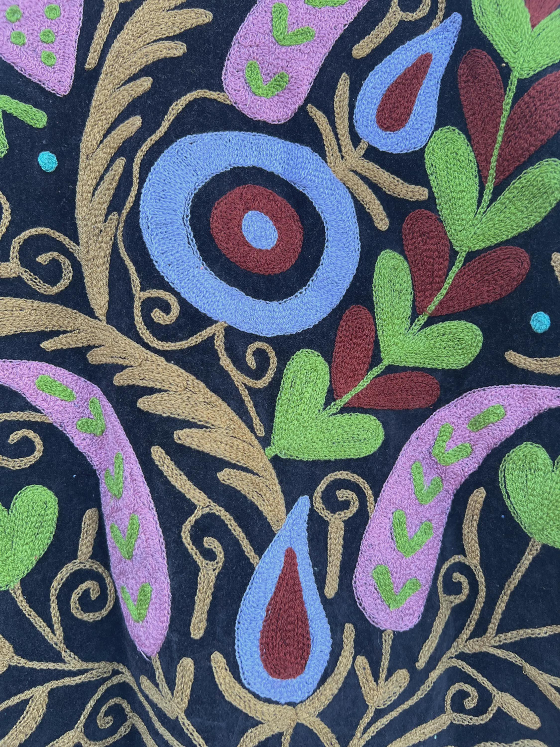 Handmade Velvet Suzani Jacket | Embroidered Floral Coat