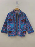 Suzani Embroidery Velvet Jacket | Traditional Jacket  | Boho Embroidered Cropped Coat | Winter Wear Jacket | Vintage Jacket | Gift for Her