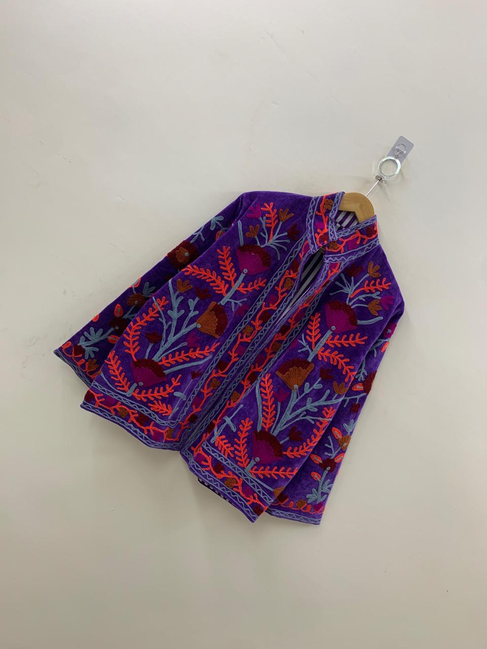 Suzani Velvet Short Boho Jacket | Embroidered Ethnic Coat |Vintage Women Jacket | Winter Spring Outerwear | Festival Clothing | Gift for Her