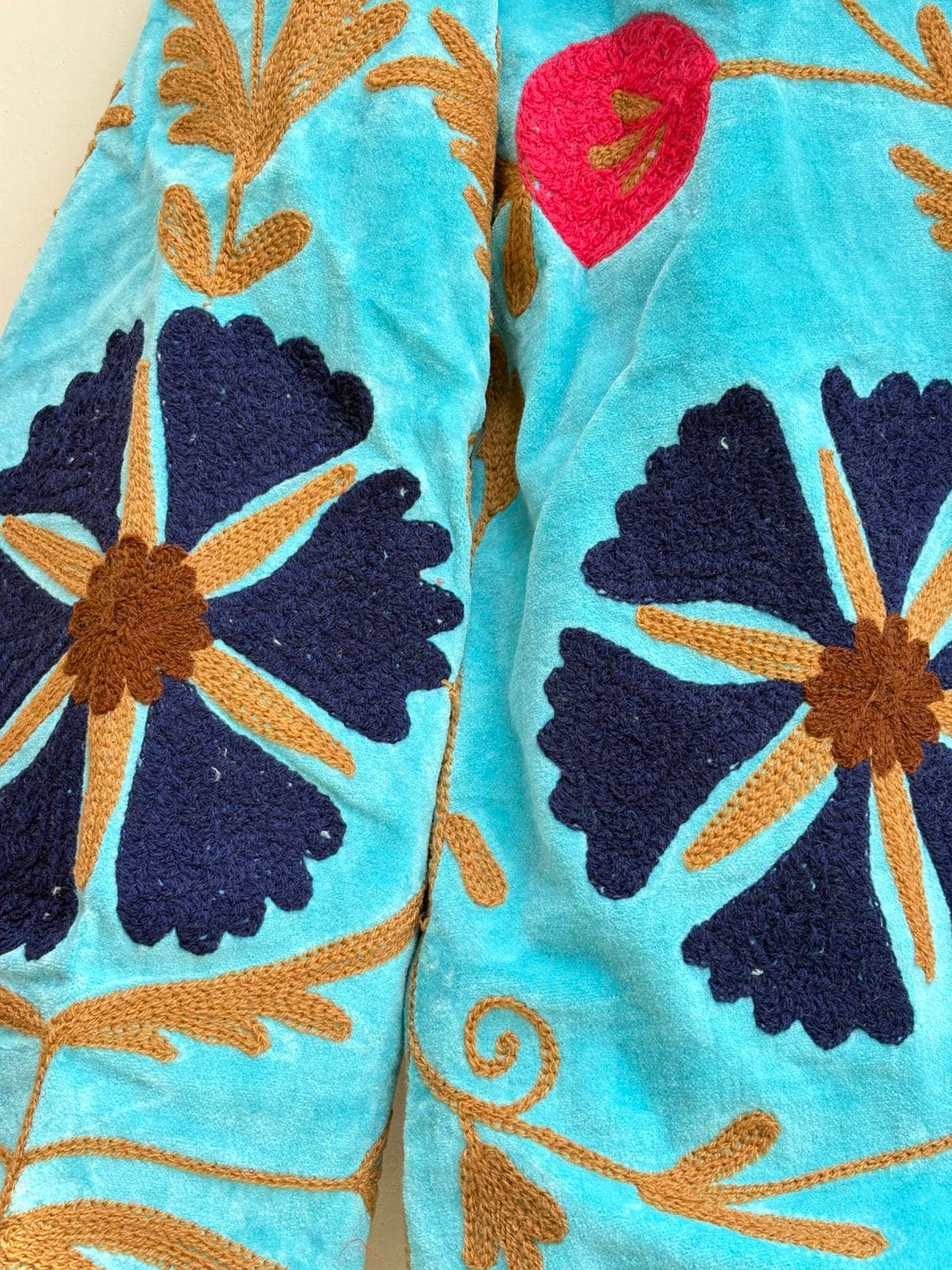 Blue Bohemian Suzani Velvet Artisan Jacket | Embroidered Traditional Coat | Ethnic Kimono Outerwear | Oversize Winter Jacket | Gift for Her