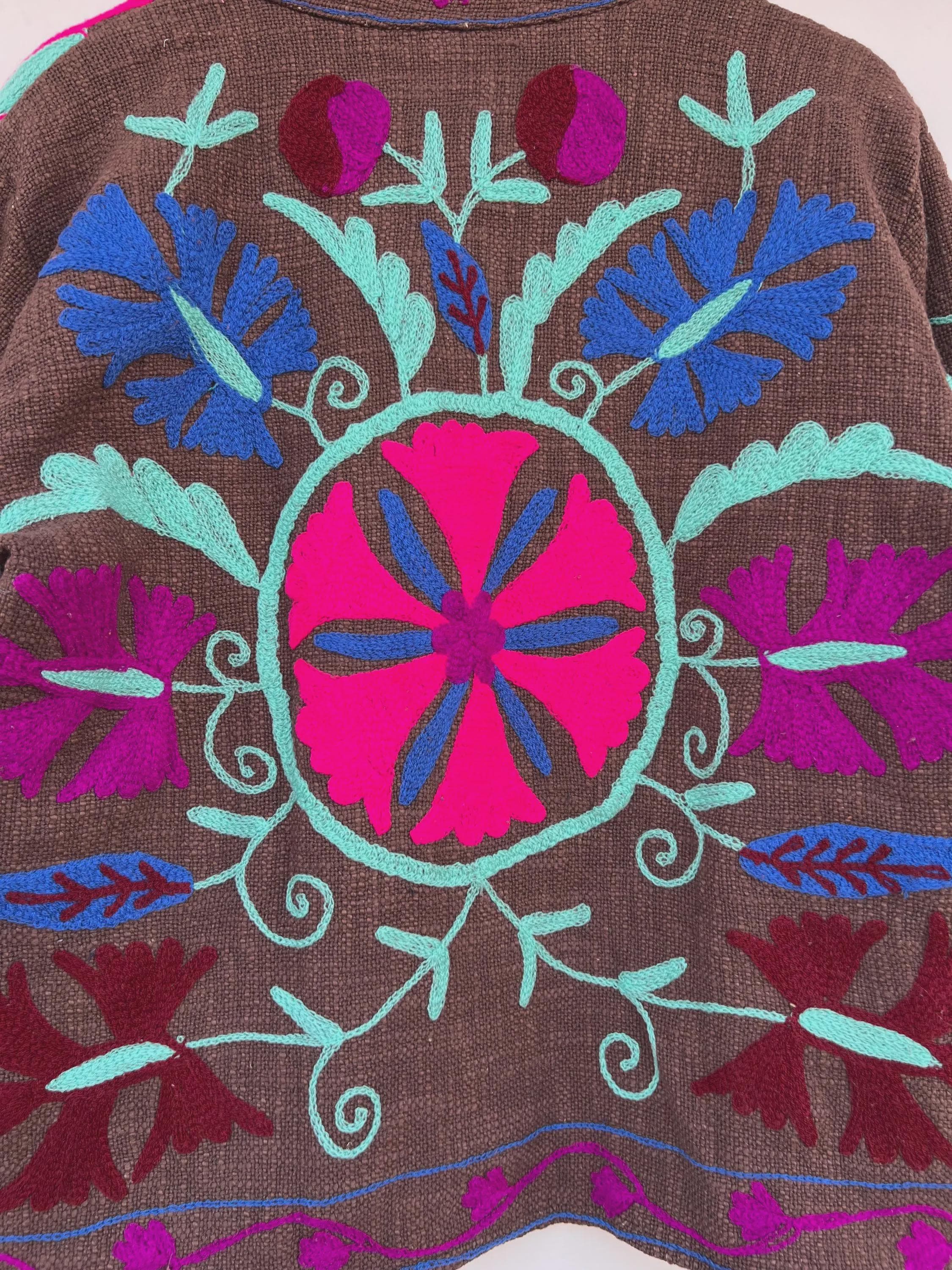 Handmade Cotton Suzani Jacket - Embroidered Tribal Festival Coat