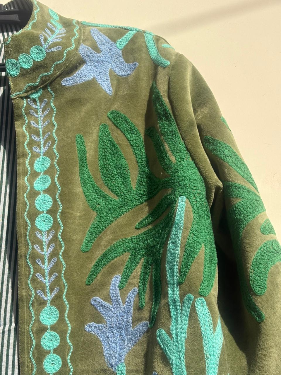 Suzani Velvet Jacket | Embroidered Coat | Traditional Coat | Unisex Jacket | Warm Winter Outerwear | Gift for Her | Bohemian Outerwear