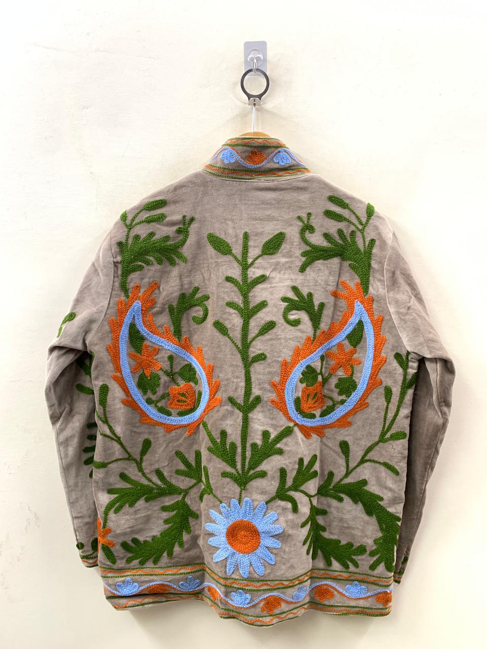 Suzani Velvet Short Jacket | Indian Suzani Embroidery Jacket | Winter Wear Women's Jacket Coat | Suzani Coat | Gift For Her |Duster Jacket