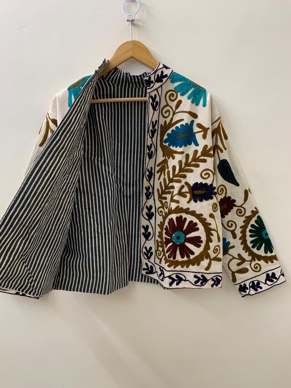 Suzani Embroidery Velvet Jacket | Oversized Jacket | Traditional Coat | Winter Ethnic Jacket | Gift for Her | Festival Outfit | Gift for Her