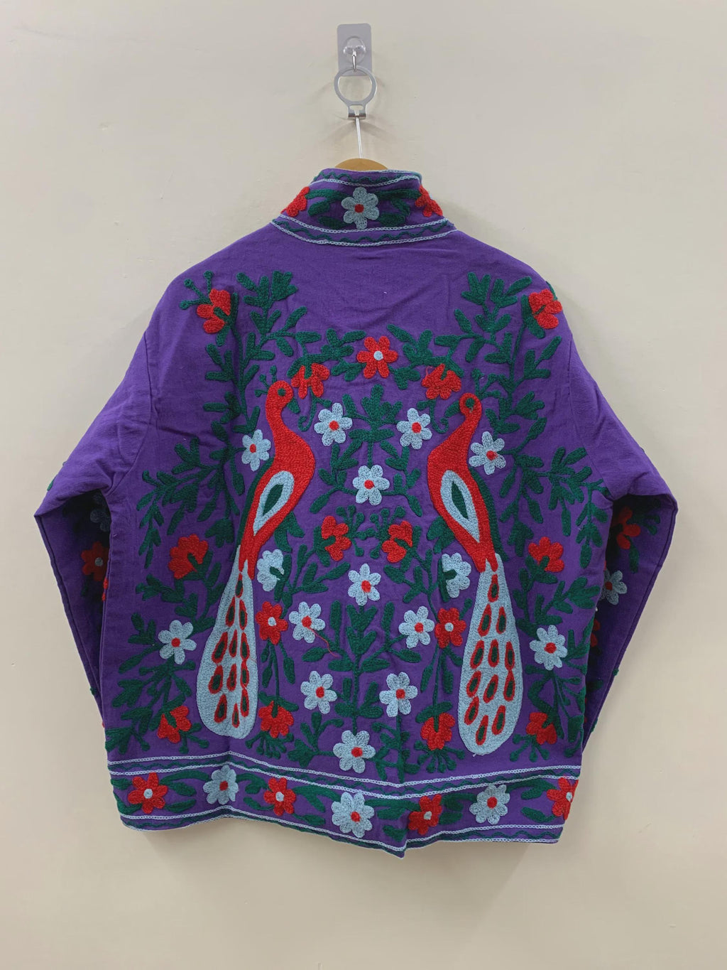 Vintage Cotton Suzani Boho Embroidered Coat |Bomber Coat |Ethnic Floral Peacock Jacket |Colorful Festival Clothing |Bohemian Outerwear |Gift