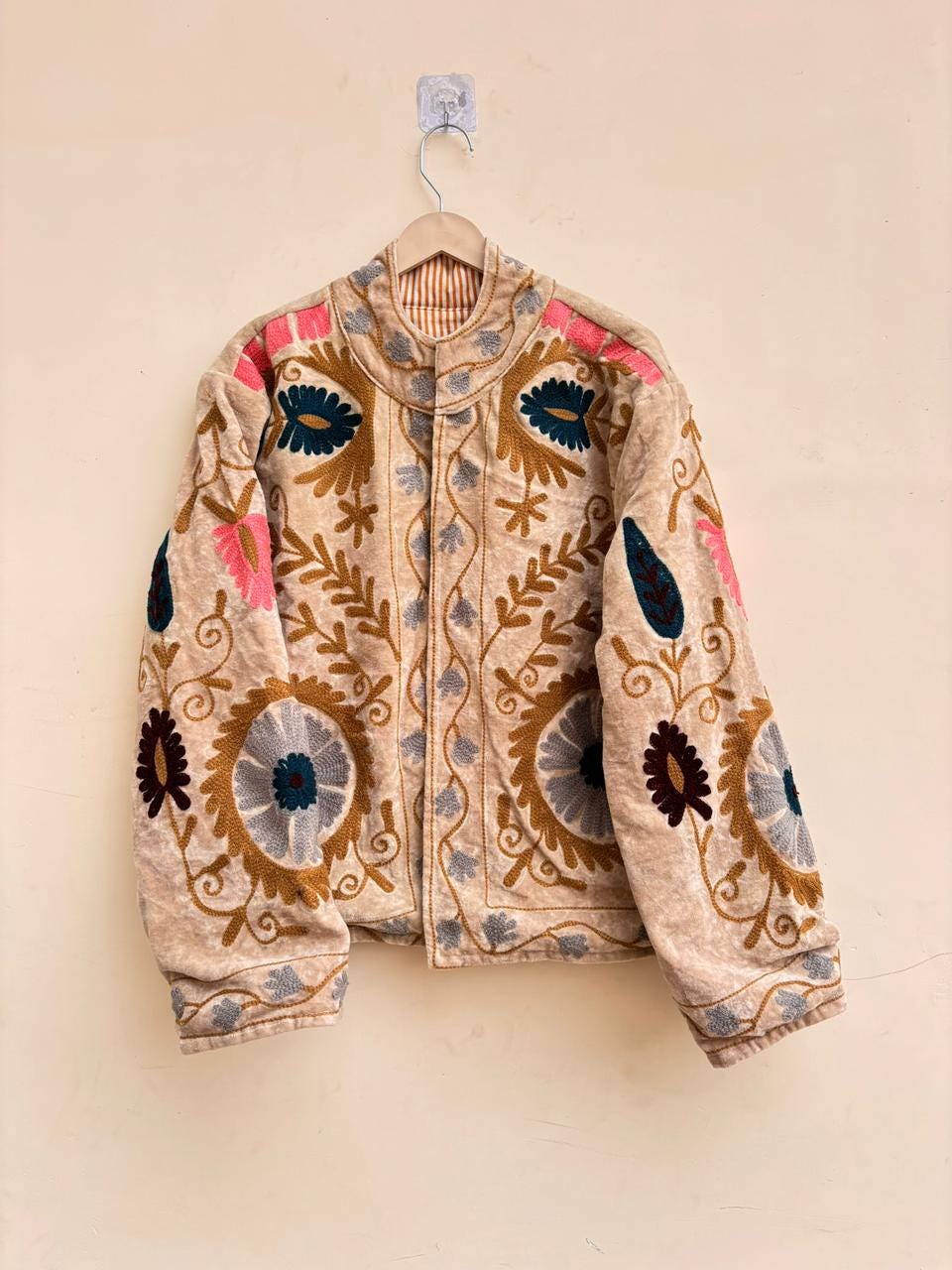 Velvet Suzani Jacket | Floral Embroidery Jacket  | Bohemian Coat | Winter Coat | Festival Jacket | Gift For Her | Warm Winter Outerwear