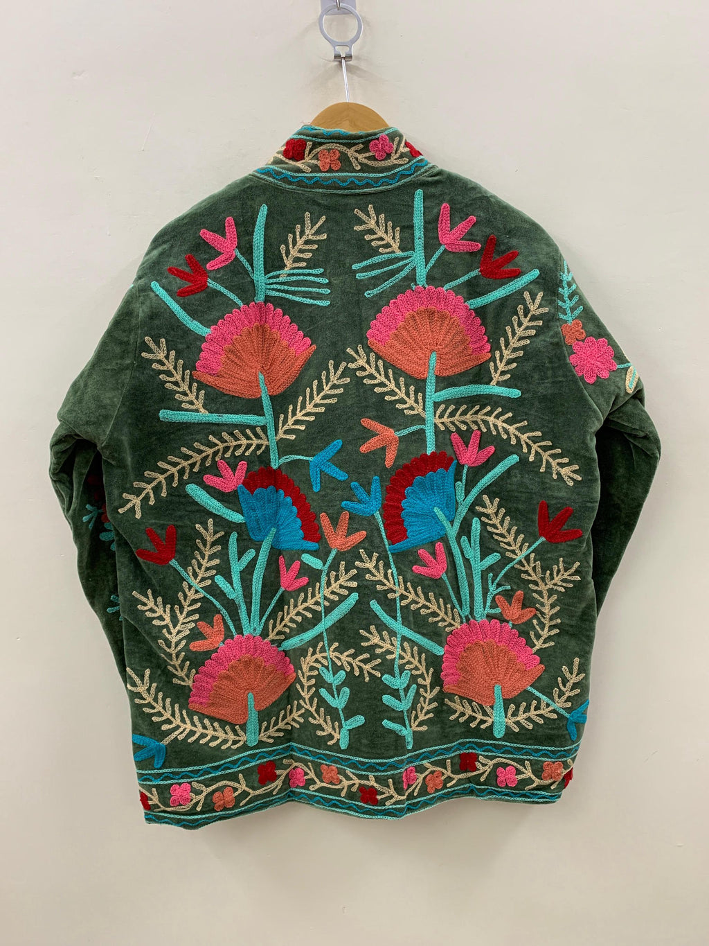 Embroidery Velvet Handmade Suzani Jacket | Women's Floral Clothing | Gift For Her | Bomber Winter Jacket | Street Kimono Jacket |Spring Coat