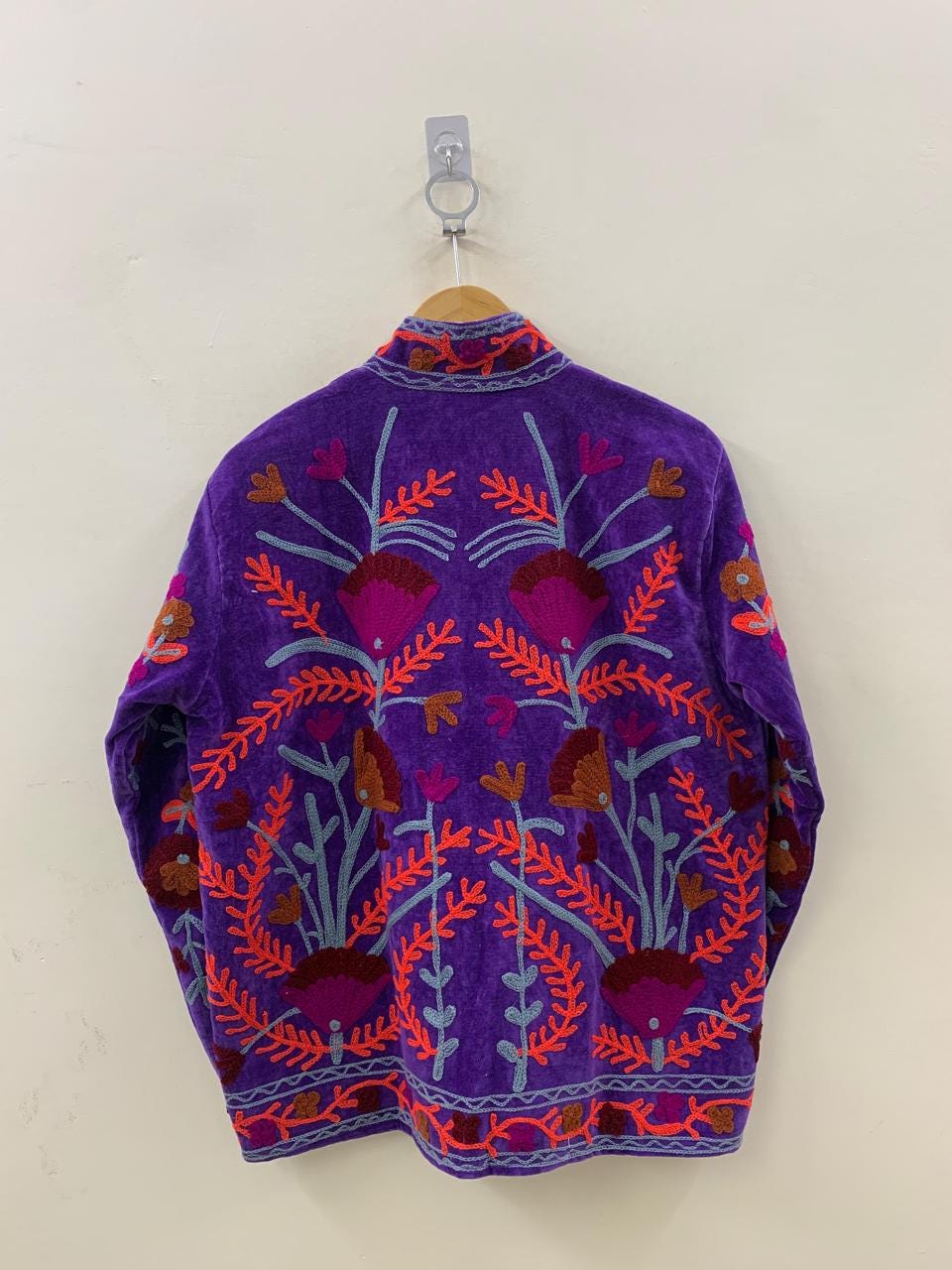 Suzani Velvet Short Boho Jacket | Embroidered Ethnic Coat |Vintage Women Jacket | Winter Spring Outerwear | Festival Clothing | Gift for Her