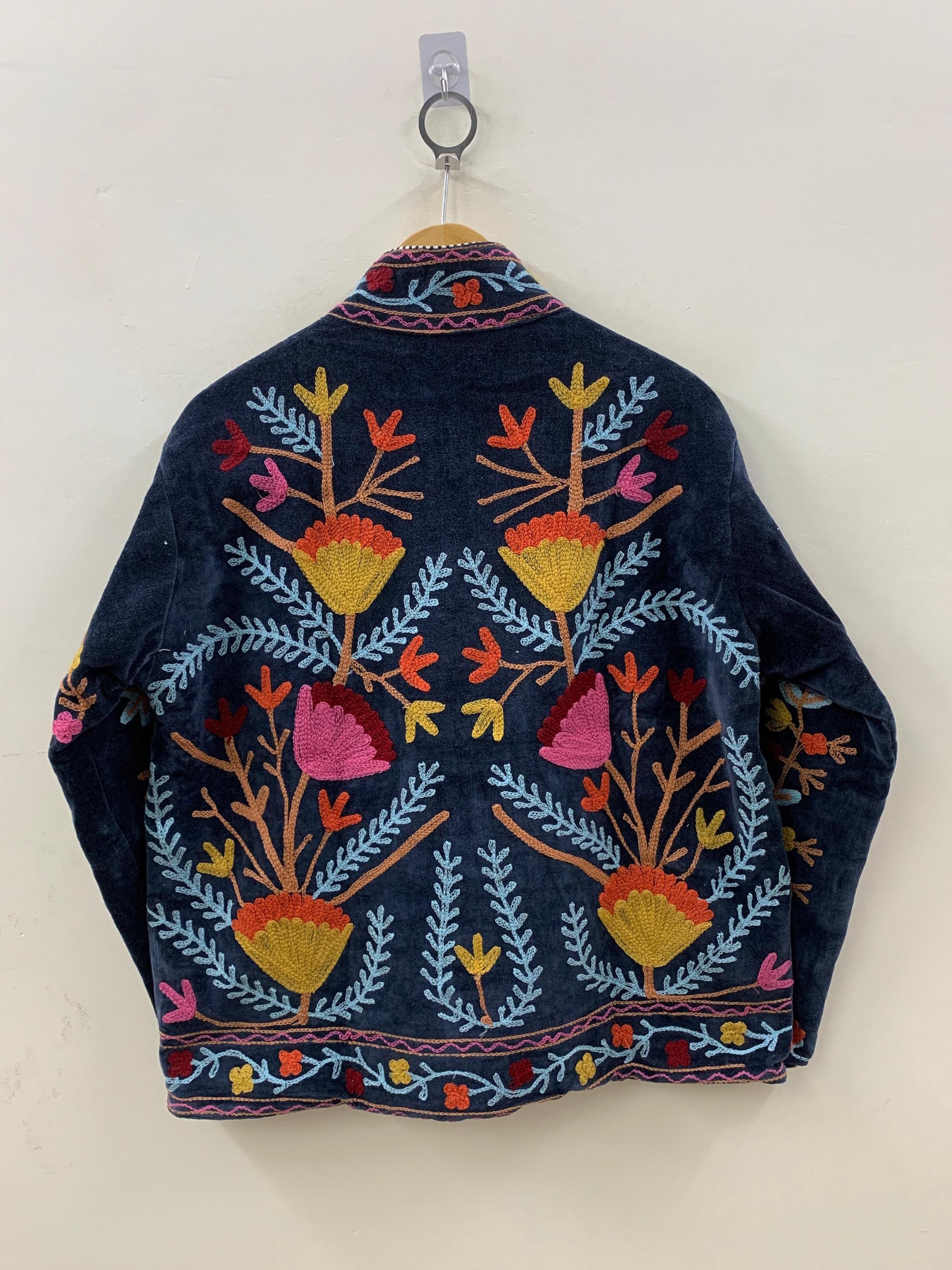 Indian Suzani Velvet Short Jacket | Suzani Embroidery Jacket | Winter Wear Women's Jacket Coat | Suzani Coat | Gift For Her |Duster Jacket