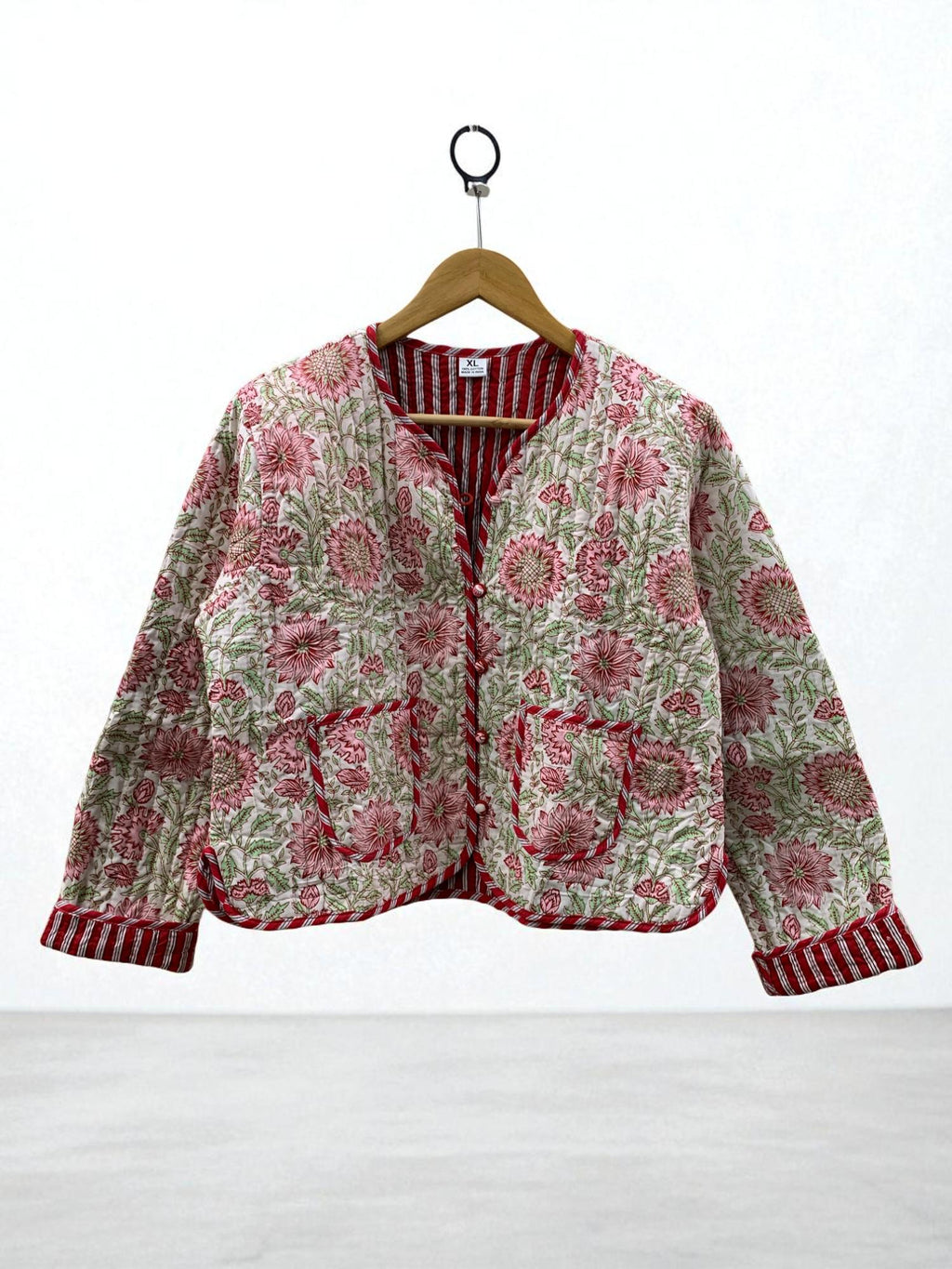 Floral Cotton Quilted Cropped Jacket |Women's Outerwear | Printed Lightweight Cropped Jacket | Spring Jacket |Bomber Jacket | Gift For Her |