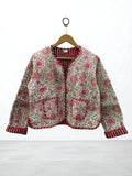 Floral Cotton Quilted Cropped Jacket |Women's Outerwear | Printed Lightweight Cropped Jacket | Spring Jacket |Bomber Jacket | Gift For Her |