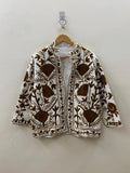 Indian Suzani Women Short Coat, Women's Jacket, Cotton Handmade Embroidery Coat, Suzani Cotton Boho Jacket, Gift For Her, Boho Suzani Coat