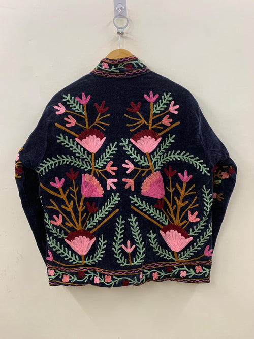 Black Suzani Velvet Short Jacket | Suzani Embroidery Jacket | Winter Wear Women's Jacket Coat | Suzani Coat | Gift For Her |Duster Jacket