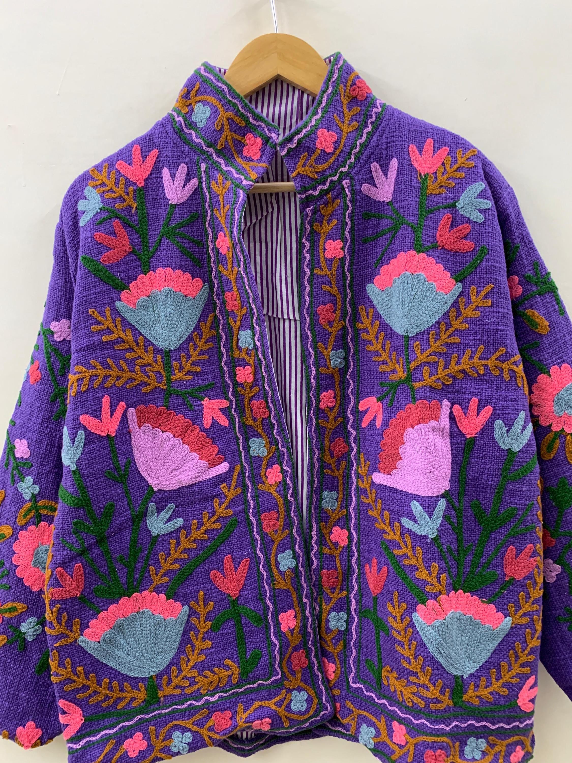 TNT Suzani Jacket | Embroidered Short Coat | Uzbek Suzani Kimono | Boho Style Jacket | Winter Fashion Coat | Unique Gift for Her