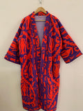 Cotton Canvas Kimono Long Jacket |Hand Embroidered Robe |Boho Clothing | Artisan Statement Piece Kimono | Loungewear Spring Kimono