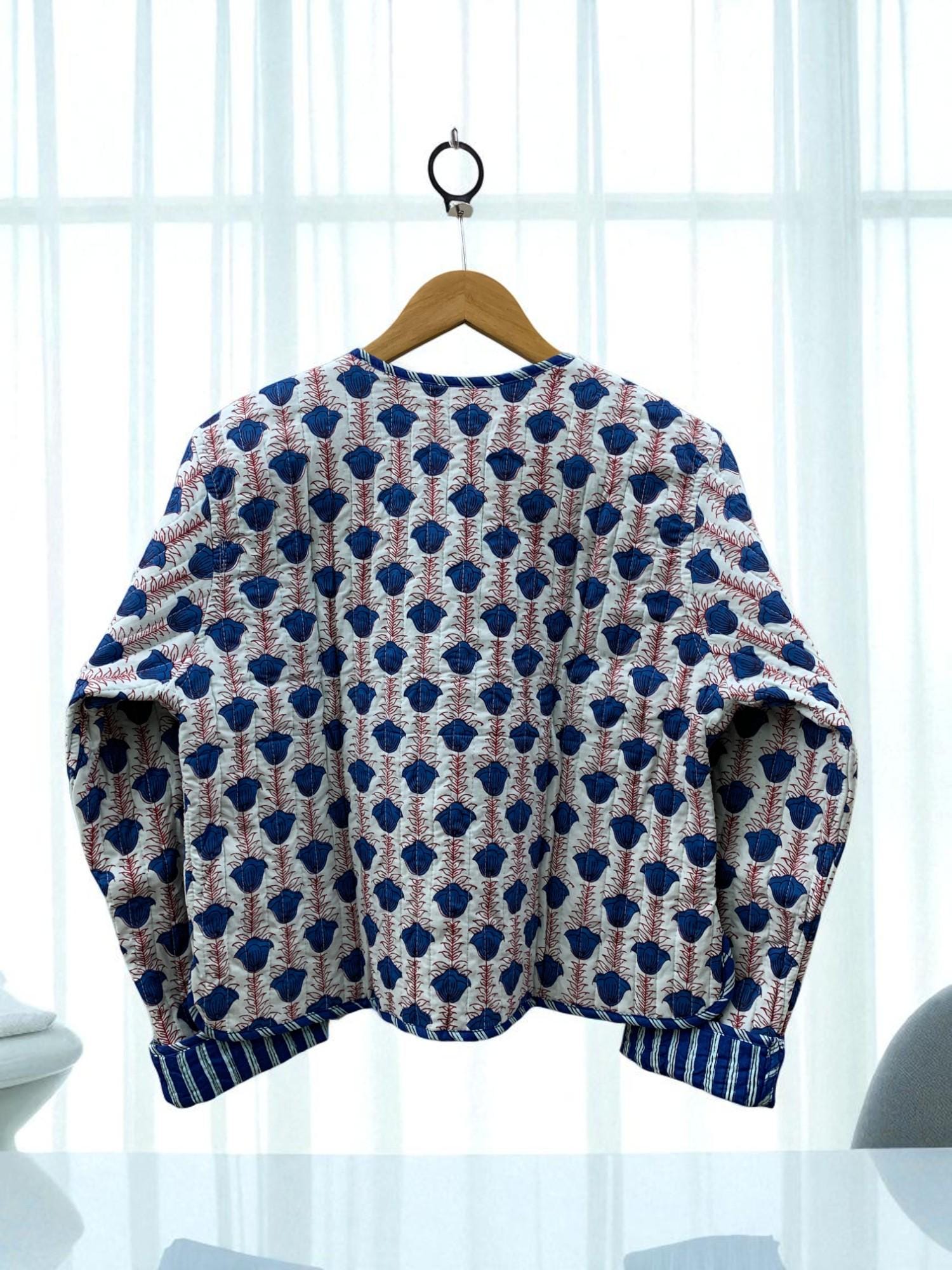 Women's Cotton Quilted Cropped Boho Jacket |Outerwear | Printed Lightweight Cropped Jacket | Spring Jacket | Bomber Jacket | Gift For Her |