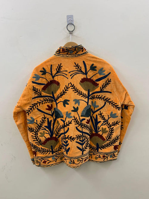 Blue Velvet Suzani Embroidery Jacket Women | Suzani Coat | Winter Kimono Jacket | Boho Coat | Ethnic Robe | Festival Wear | Gift for Her