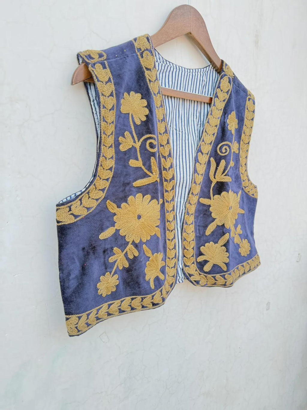 Hand-Embroidered Floral Velvet Vest | Sleeveless Boho Suzani Jacket | Handmade Bohemian Women’s Waistcoat Vest