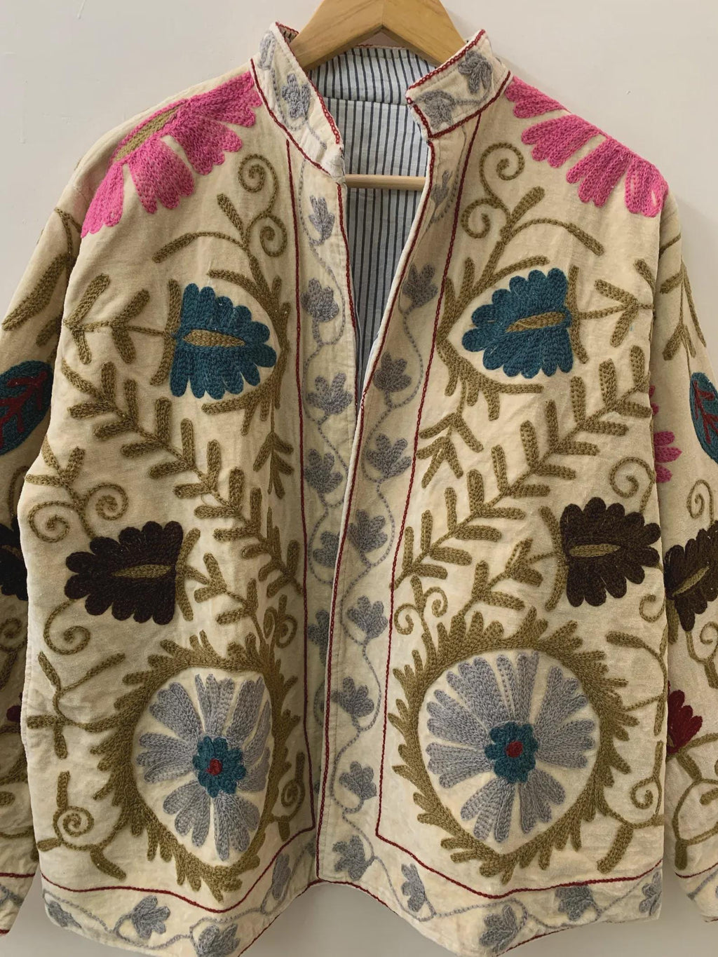Boho Suzani Velvet Jacket | Handmade Embroidered Coat | Vintage Bohemian Jacket Women | Winter Velvet Coat | Gift for Her