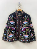 Suzani Velvet Jacket Women | Boho Embroidered Coat | Vintage Short Jacket | Winter Kimono Style Outerwear | Gift for Her | Statement Jacket