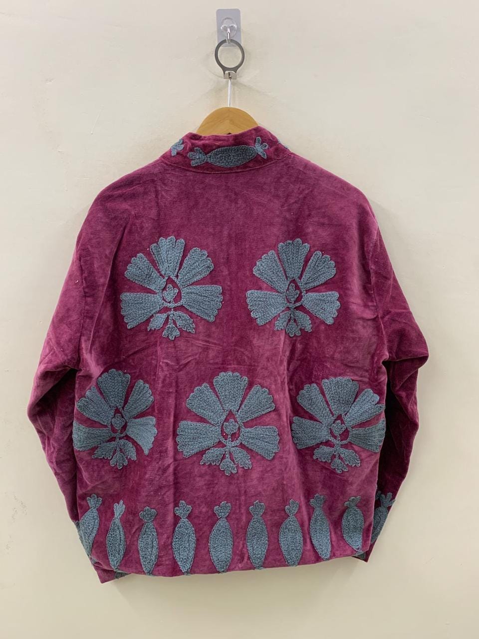 Soft Velvet Suzani Winter Short Jacket | Winter Handmade Jacket | Embroidered Jacket Coat | Velvet Jacket | Suzani Coat , Robe | One Size