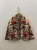 Beige Embroidered Velvet Suzani Jacket | Indian Style Coat  | Unisex Jacket | Bridesmaid Gift | Winter Jacket | Kimono Jacket, Bomber Jacket