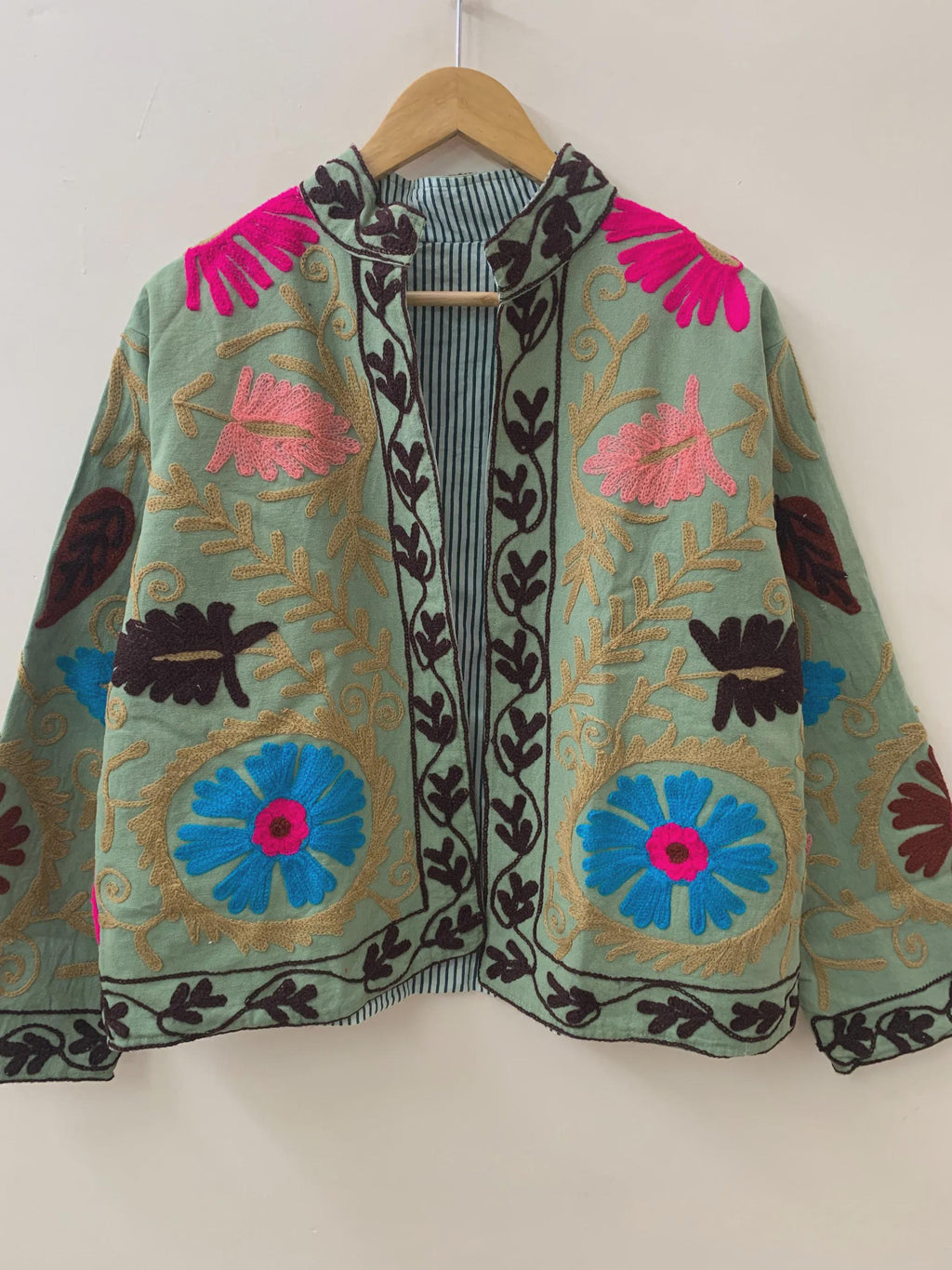 Winter Suzani Velvet Jacket | Embroidered Kimono Robe | Ethnic Vintage Outerwear | Unisex Duster Coat | Boho Jacket | Gift For Her