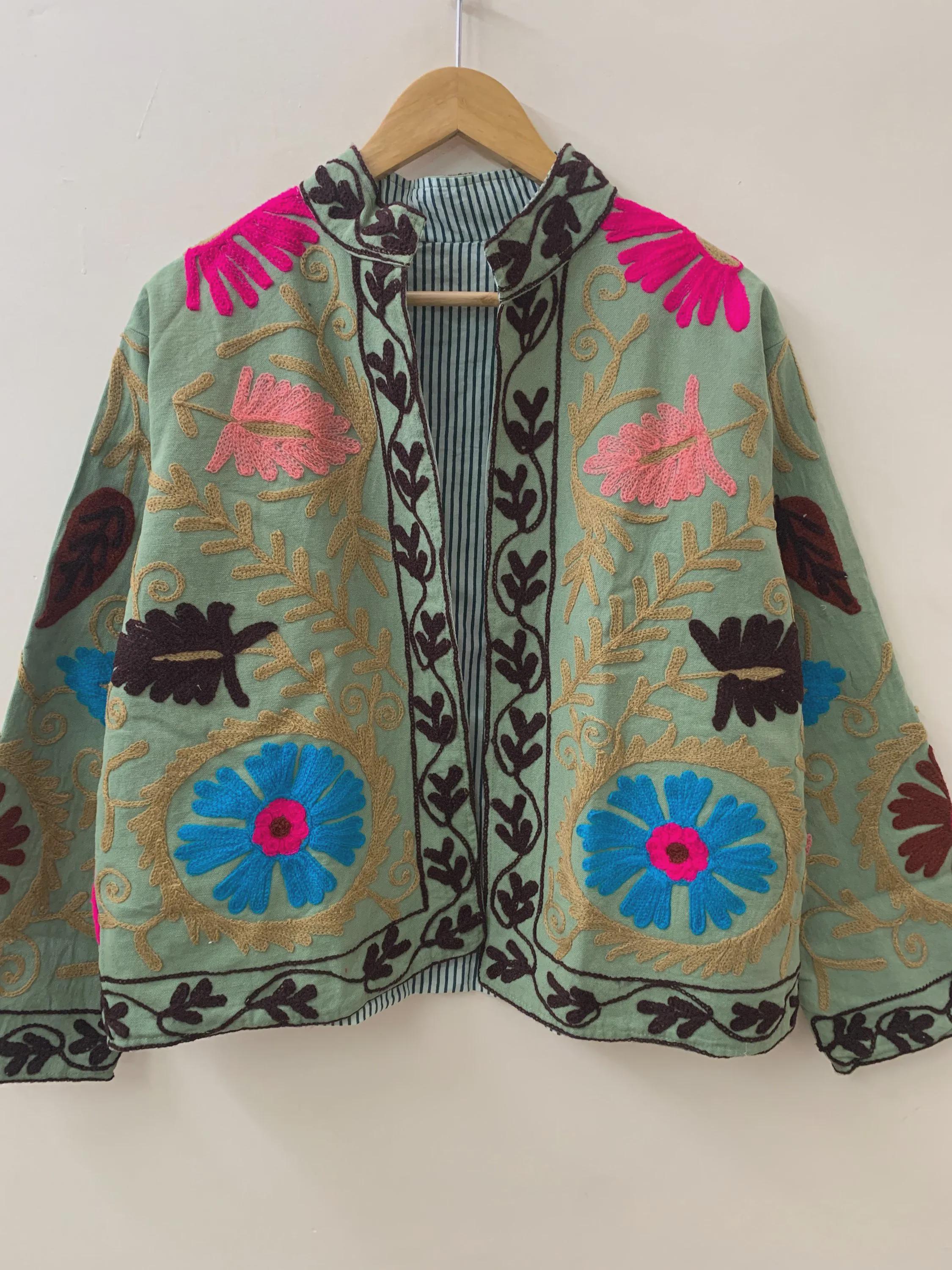 Winter Suzani Velvet Jacket | Embroidered Kimono Robe | Ethnic Vintage Outerwear | Unisex Duster Coat | Boho Jacket | Gift For Her