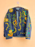 Suzani Embroidered Velvet Jacket | Short Festival Coat | Ethnic Bohemian Outerwear | Winter Kimono Jacket | Gift For Wife | Artisanal Jacket