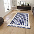 Checkered Blue Wool Rug - Soft & Cozy Floor Decor, Stylish Area Rug for Living Room, Bedroom, Home Modern Decor, Unique Design Moroccan Rug