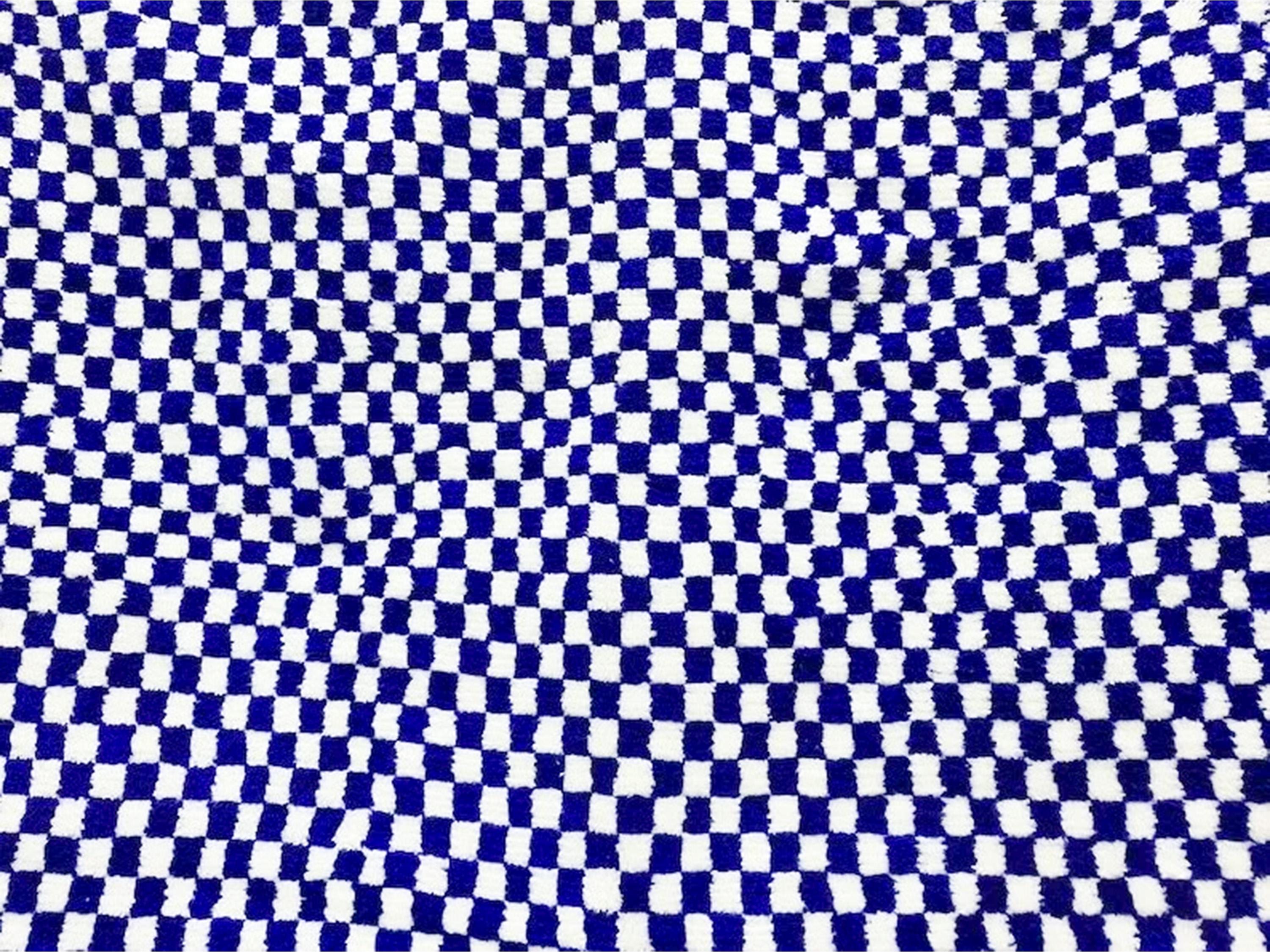 Beautiful Beni Ourain Rug, Handmade Moroccan Rug, Checkered Blue Rug For Hotel Room, Office X-mas Gift, Bedroom Rug, Azilal Rug, Wool Rug