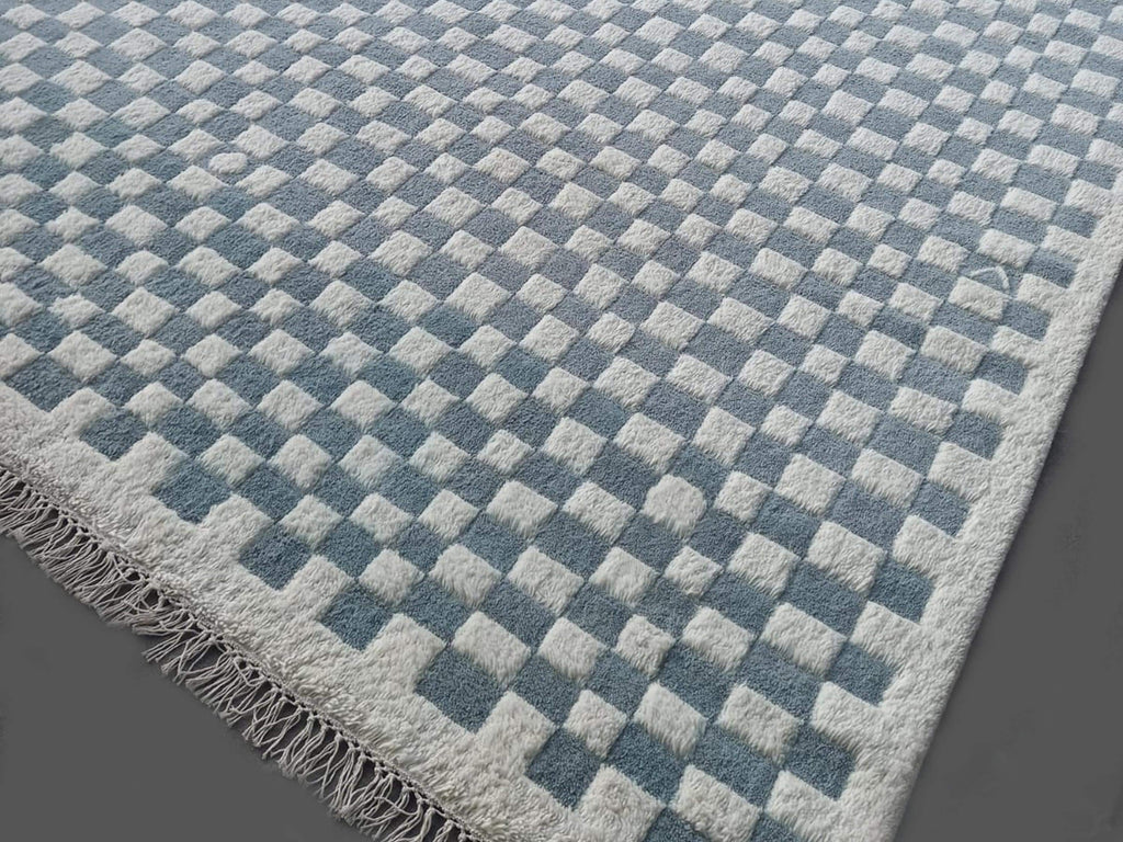 Irregular Checkered Area Rug, 8x10 Moroccan Rug For Your Floor, Custom Size Moroccan Rug, Unique Home Décor, Soft Texture & Durable Design