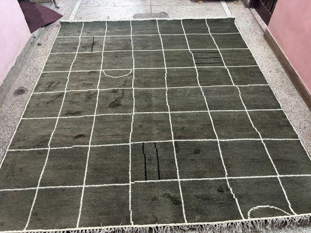 Checkered Rug, Checkerboard Carpet, Green Grid Design Carpet, Home Decor Grid Checkerboard Rug, Moroccan Area Carpet For Christmas