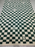 Green Checkered Moroccan Rug, 100% Wool Area Rug For Bedroom, Dining Area, Pet Friendly Moroccan Carpet, Custom Size Fluffy Area Rug