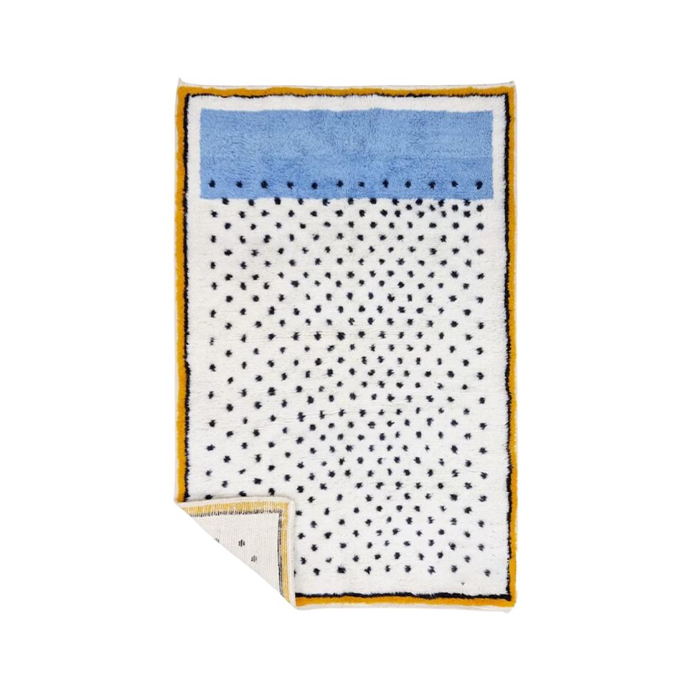 White-Blue Moroccan Rug, Handwoven Berber Style, Soft & Durable Area Rug for Living Room, Bedroom, Home Decor, Custom Size Areab Carpet