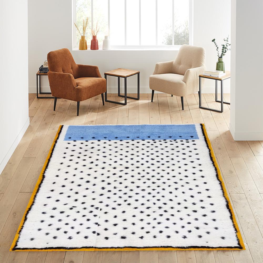 White-Blue Moroccan Rug, Handwoven Berber Style, Soft & Durable Area Rug for Living Room, Bedroom, Home Decor, Custom Size Areab Carpet