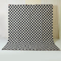 Jute Killim Checkered Rug, Wool Jute Area Rug For Living Room Decor, Kitchen Rug, Bedroom Rug, Black Checkered Rug, Custom Size Jute Rug