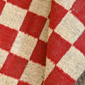 Handwoven Killim Jute Rug - Eco-Friendly Red Checkered Wool Jute Rug for Bedroom & Living Room Decor, Killim Custom Size Runner Rug