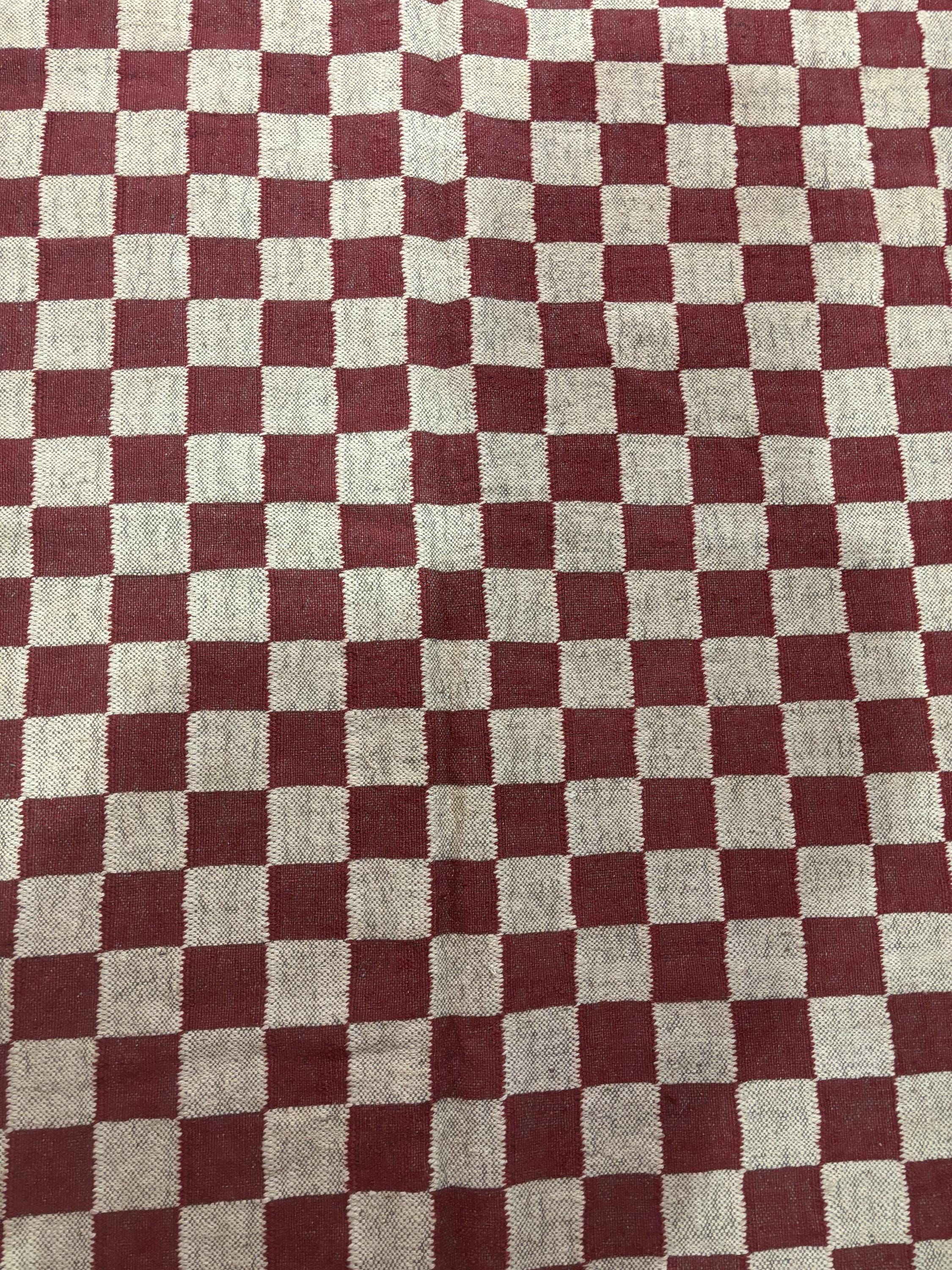 Checkered Wool Kilim Area Rug, Home Decor Jute Rug, Kitchen Rug, Bedroom Rug, 4X6 FT Jute Rug, Custom Size Jute Rug Christmas Decor