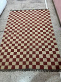 Checkered Wool Kilim Area Rug, Home Decor Jute Rug, Kitchen Rug, Bedroom Rug, 4X6 FT Jute Rug, Custom Size Jute Rug Christmas Decor