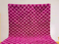100% Wool Pink Moroccan Rug, Authentic Hand Knotted Checkered Rug, Beautiful Luxurious Fluffy Rug, Eco-Friendly Area Carpet Free Delivery