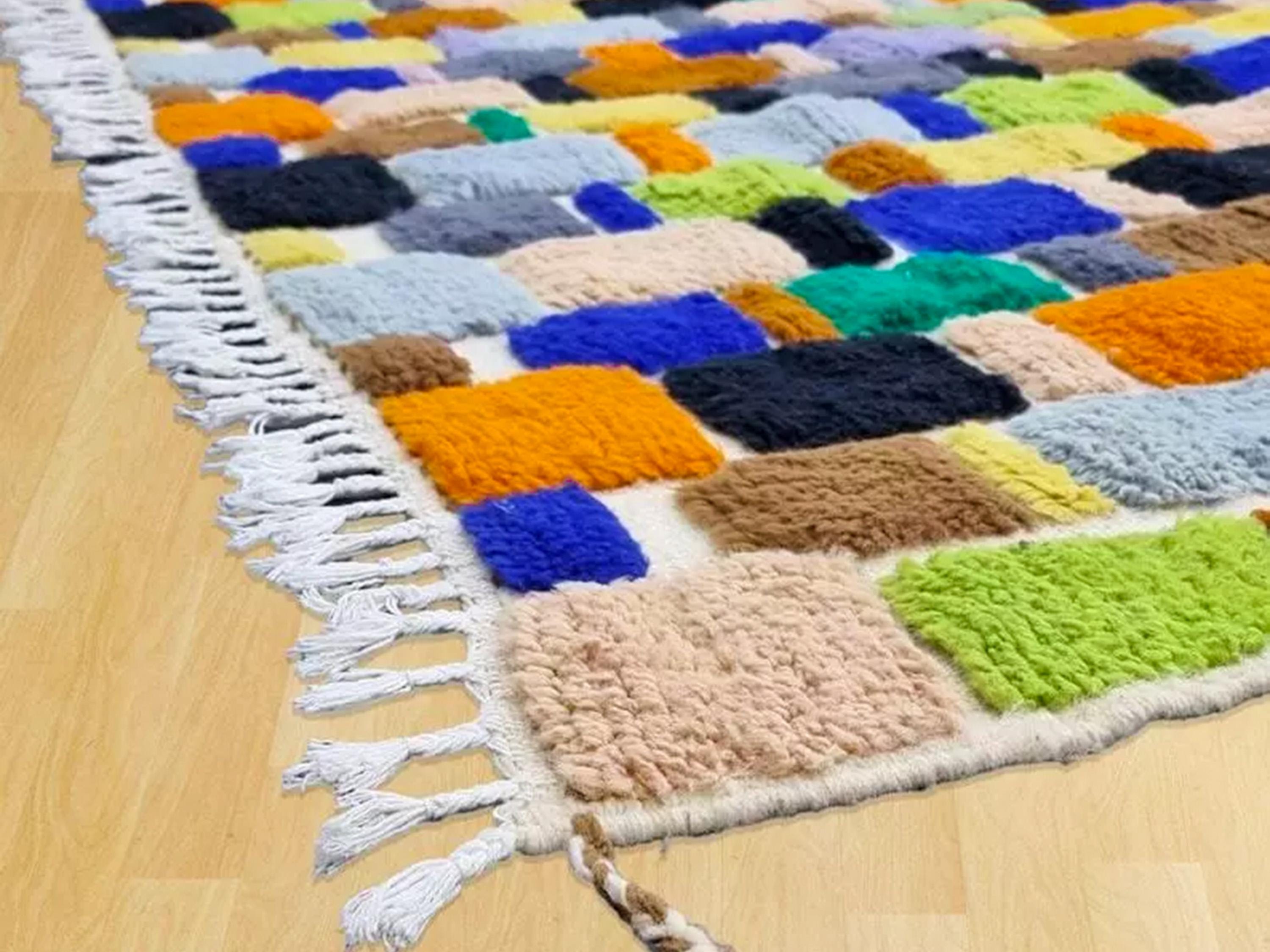 Multicolored Moroccan Rug For Your Dining Area, Designer Wool Rug, Hotel Area Rug, Office Rug, Home Decor, Beniourain Rug Free Delivery