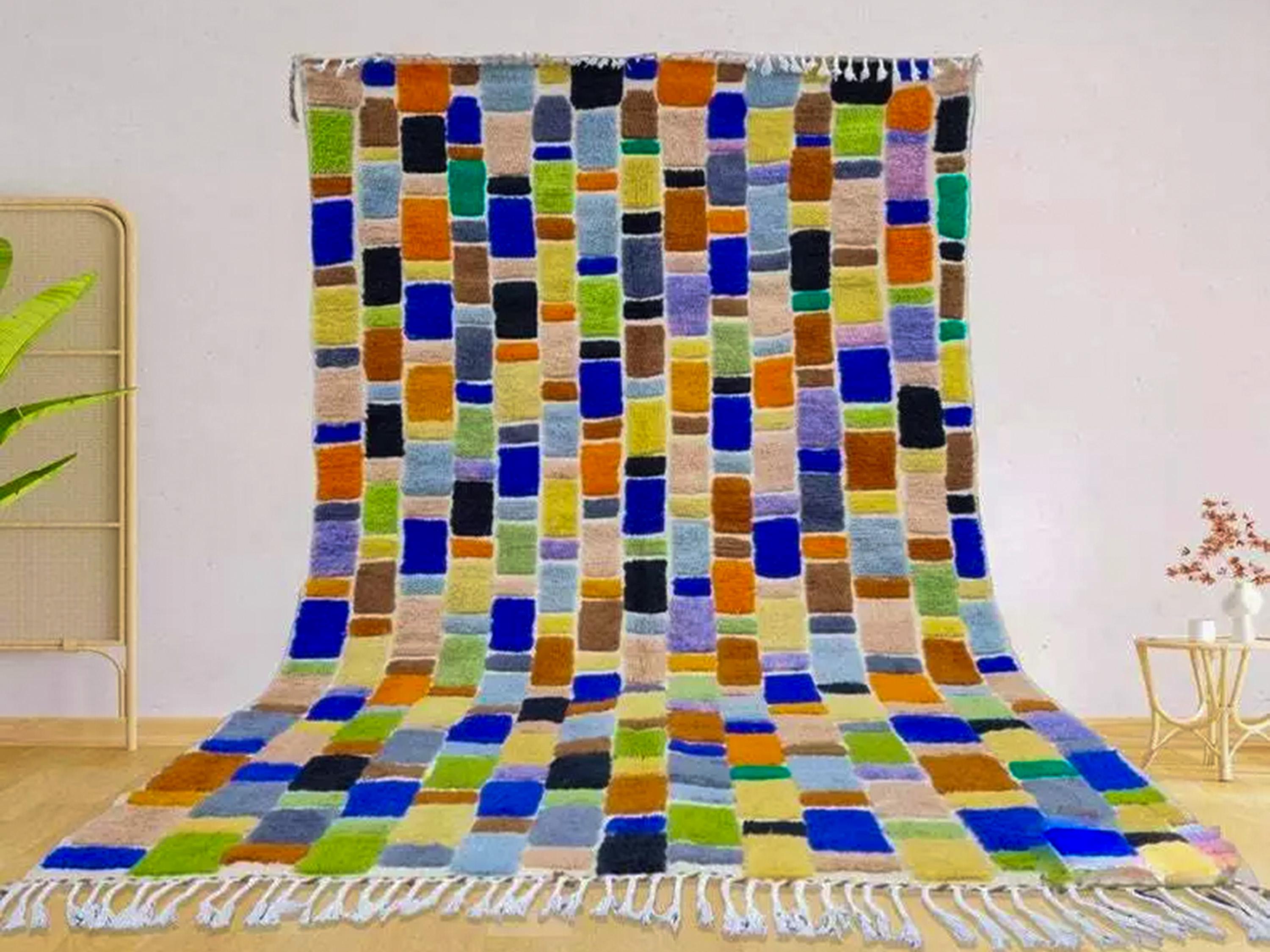 Multicolored Moroccan Rug For Your Dining Area, Designer Wool Rug, Hotel Area Rug, Office Rug, Home Decor, Beniourain Rug Free Delivery