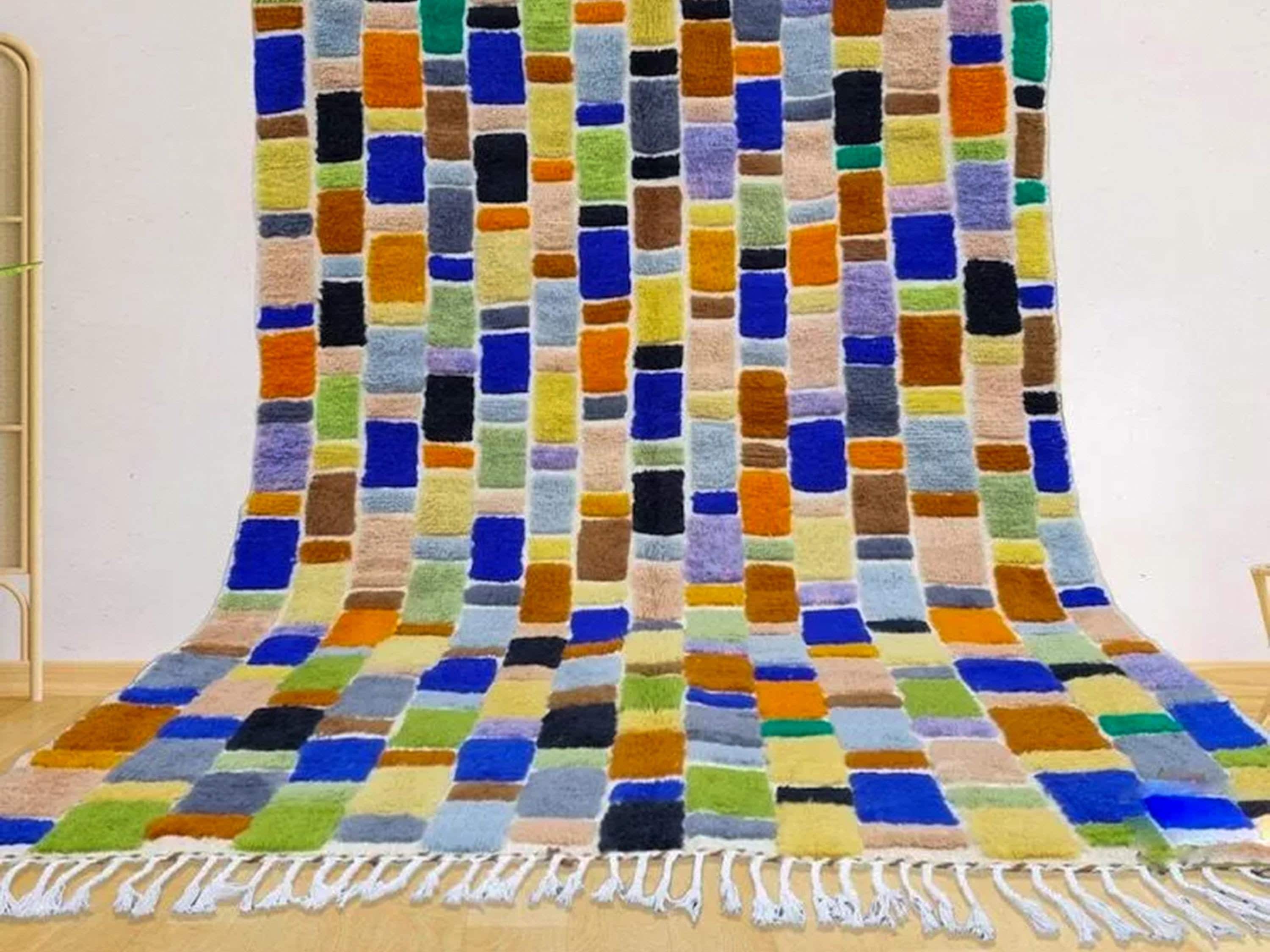 Multicolored Moroccan Rug For Your Dining Area, Designer Wool Rug, Hotel Area Rug, Office Rug, Home Decor, Beniourain Rug Free Delivery