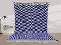 Beautiful Beni Ourain Rug, Handmade Moroccan Rug, Checkered Blue Rug For Hotel Room, Office X-mas Gift, Bedroom Rug, Azilal Rug, Wool Rug