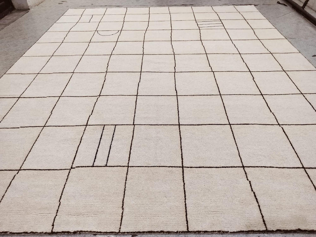Checkered Rug, Checkerboard Carpet, Beige Grid Design Carpet, Home Decor Grid Checkerboard Rug, Wool Area Carpet, Bedroom Rug