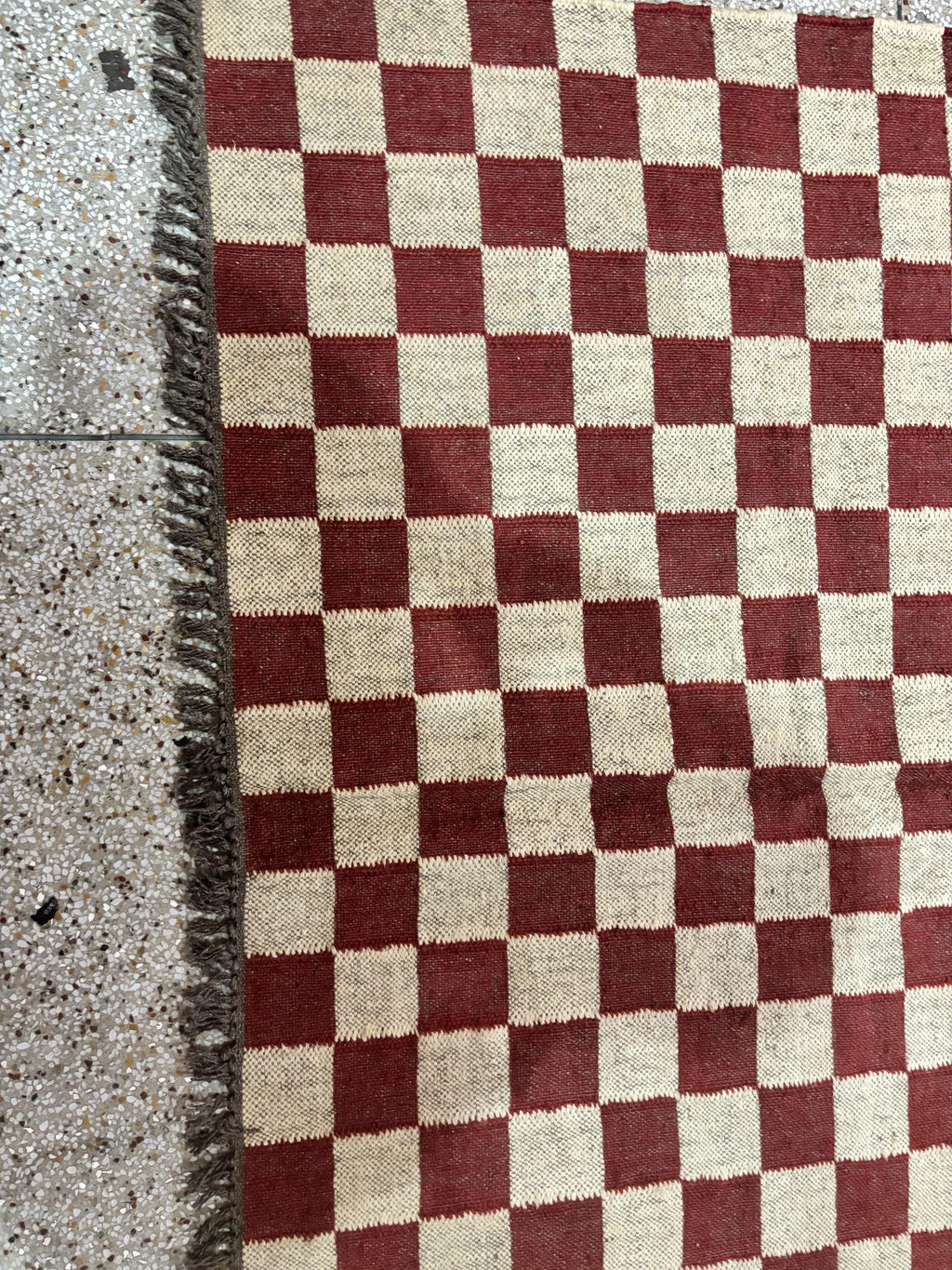 Checkered Wool Kilim Area Rug, Home Decor Jute Rug, Kitchen Rug, Bedroom Rug, 4X6 FT Jute Rug, Custom Size Jute Rug Christmas Decor