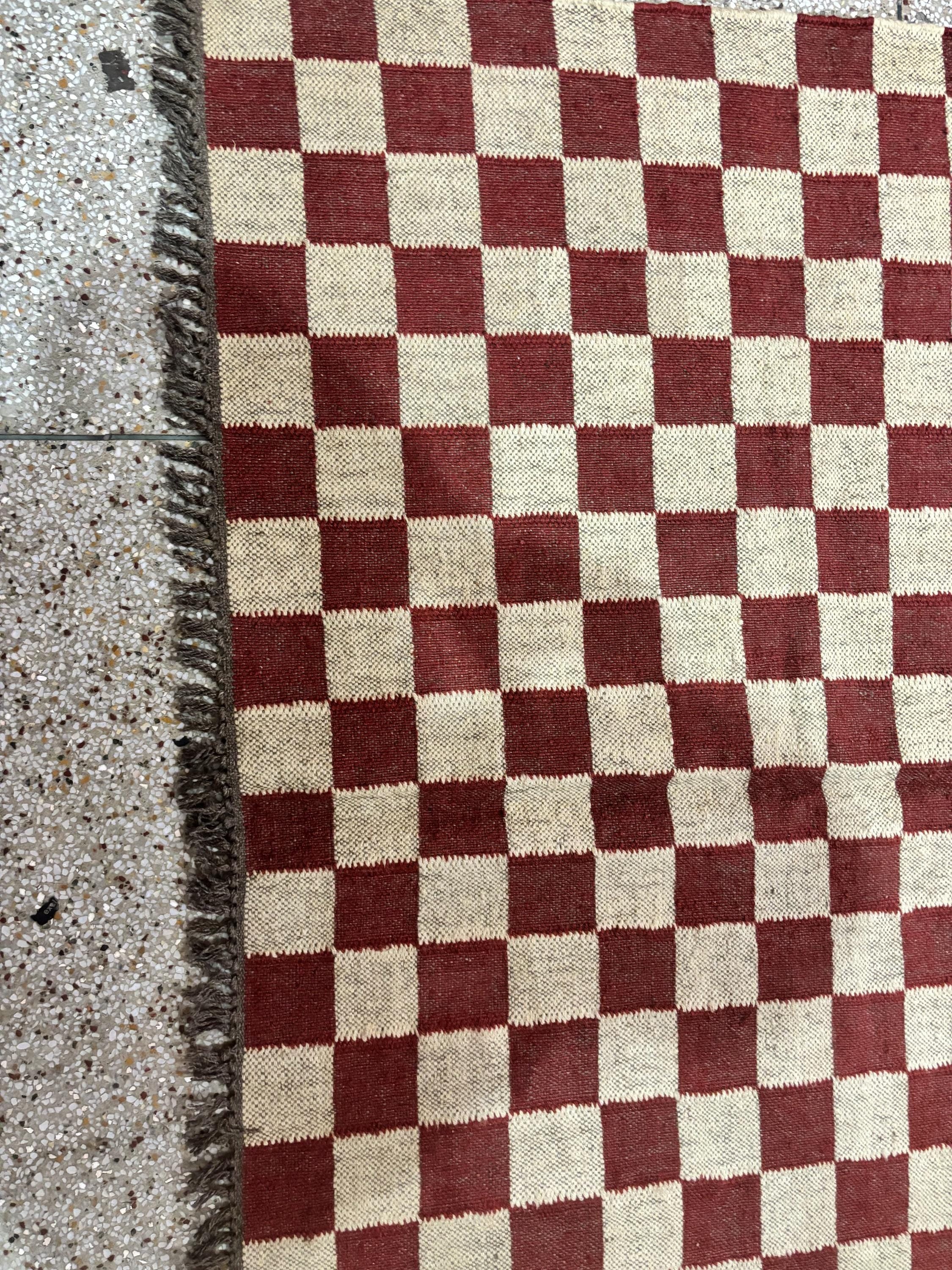 Checkered Wool Kilim Area Rug, Home Decor Jute Rug, Kitchen Rug, Bedroom Rug, 4X6 FT Jute Rug, Custom Size Jute Rug Christmas Decor