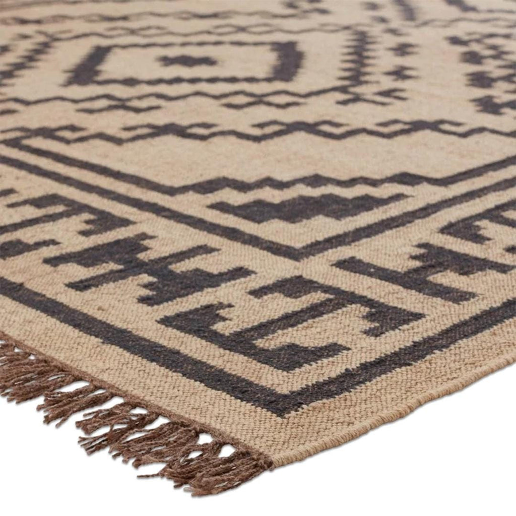 Handwoven Jute Kilim Rug – 5x8 ft , Modern Kilim Area Rug , Natural Beige & Black Tribal Carpet,Farmhouse, Minimalist,Custom Sizes