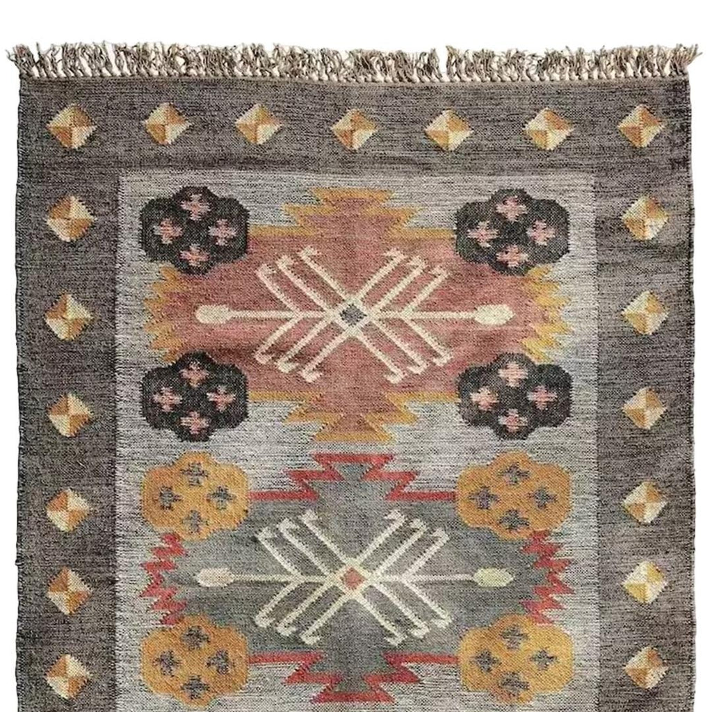 Beige Grey Wool Jute Kilim Rug, Premium Flatweave Handwoven Scandinavian Rug, Boho Home Decor Modern Scandi Decor ,Wool Jute Area Rug